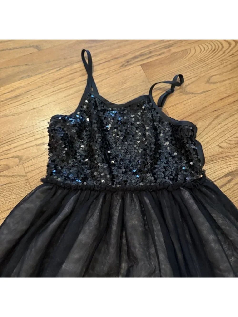 Cat & Jack Girls Black Sequin Party Dress Size M 7/8